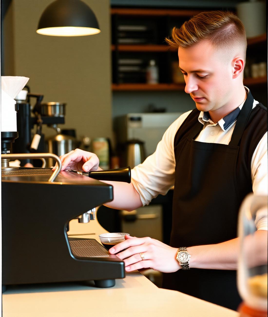 Barista preparando café de especialidad en Petit Café